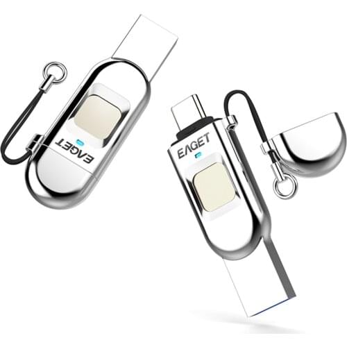Eaget FU68 USB Flash Drive Metal Pen Drive USB 3.0 Flash Drive OTG USB Type C Pendrive Fingerprint Thumb Drive