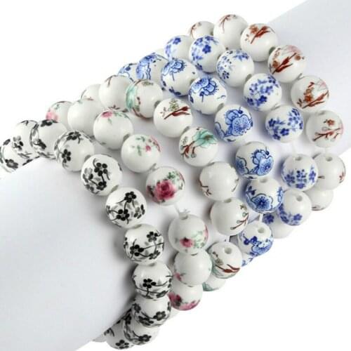 Elegant Chinese Style Ceramic Beads Bracelet for Charms Women Jewelry Color Blue and White Porcelain Floral Pattern Bracelets