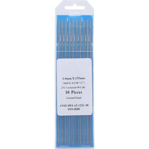 10Pcs Cerium Tungsten Electrodes TIG Welding Argon Arc Needle Grey Head WC20