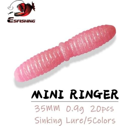 Esfishing Soft Worm Mini Ringer 20pcs 35mm 0.9g Ice Baits Leurre Souple Carp Fishing