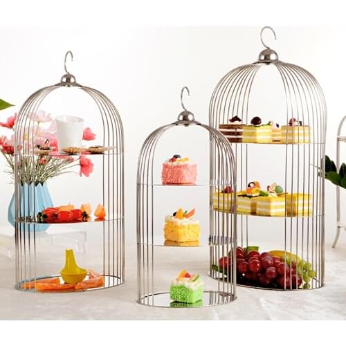 European Style Multi-laye Birdcage Cake Stand Dessert Table Stainless Steel Display Stand Dessert Cake Pan Decoration Metal Rack