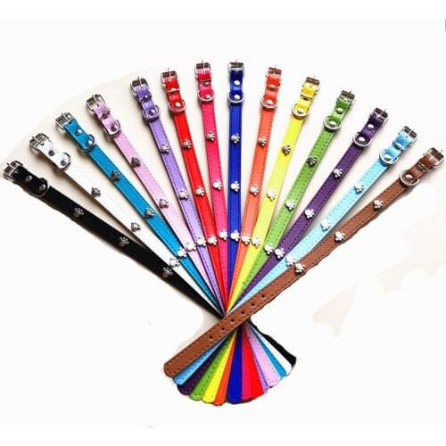 Pu Leather Paw Cut Puppy Collars Adjustable Necklace Studs Pet Cat Dog Collars for Small Dog Medium and Large Pet Accessory