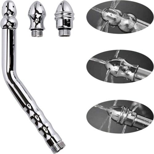 3-Head Enema Anal Douche Cleaner Hygienic Feminine Vaginal Butt Plug Cleaning Nozzle Metal Enemator Colonic Washing Health Care