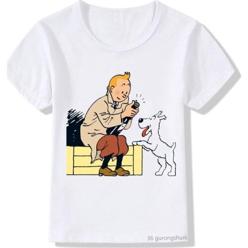 2021 hot sale chilren clothes boys/girls t-shirt funny photographer and dog cartoon print t shirt kids top summer casual shirt