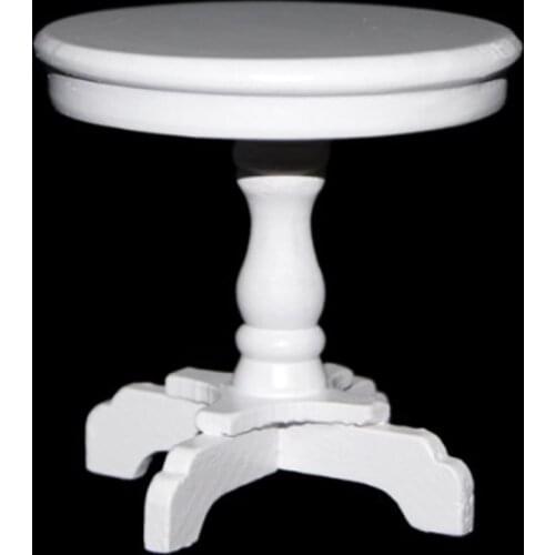 1/12 Scale mini house Miniature Round Wooden Coffee Table (White)