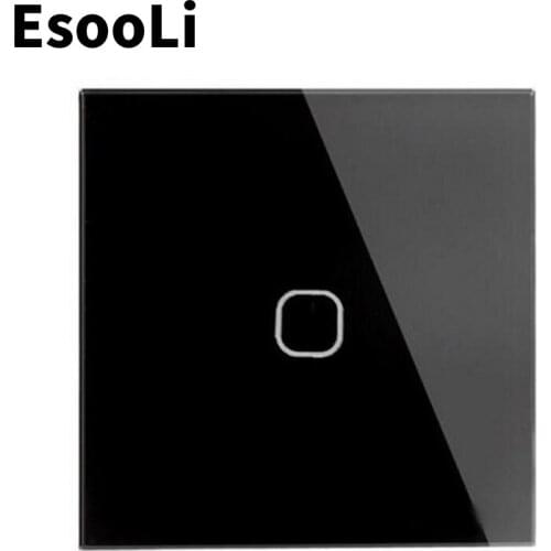EsooLi EU/UK Standard Light Switch Wall Touch Sensor Switch,Crystal Glass switch power,1/2/3 Gang 1 Way,luxury Wall Touch