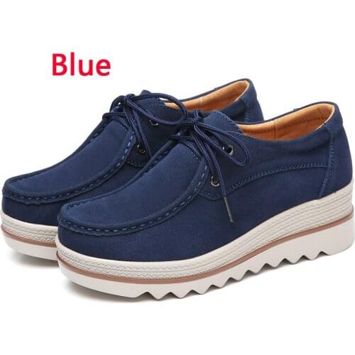 New solid lace up mothers shoes womens shoes of slope heel rocking suede womens casual single shoes thick bottom shoebd