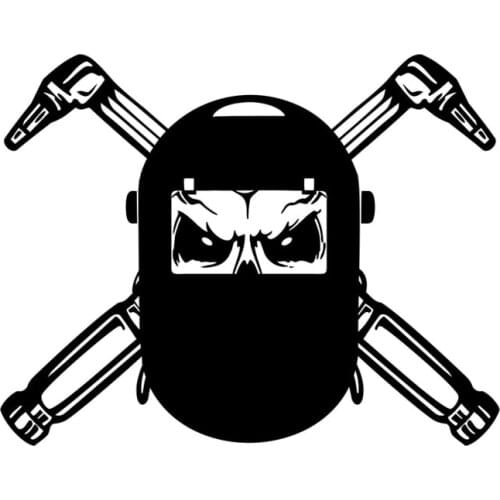 Personalized Welder Helmet Skull Car Stickers Funny Pvc Car Stickers Suitable for All Kinds of Cars Black/white, 17cm*14cm