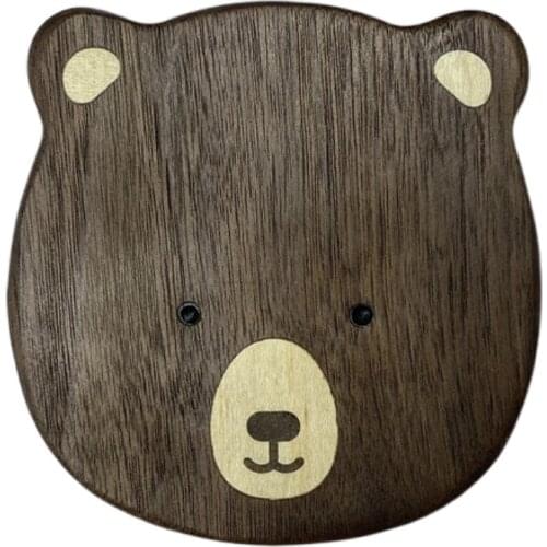 Bear Coaster Cute Creative Cartoon Japanese Black Walnut Dining Table Potholder Teacup Holder Home Decor Korean Kitchen Tools