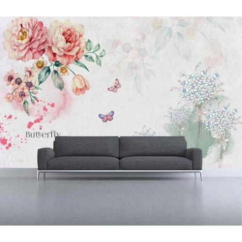 CJSIR Custom Wallpaper Home Decor Mural Retro Hand-painted Watercolor Floral TV Painting Background Wall Murals 3d Wallpaper