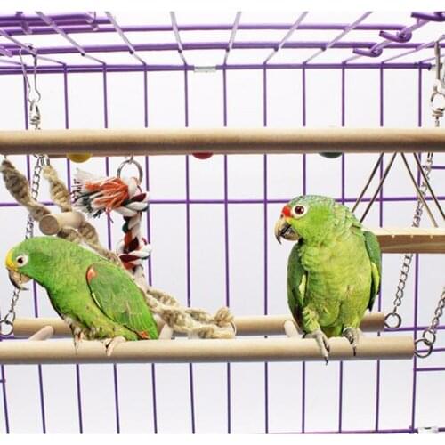 Bird Toy Wooden Ladders Swings Scratcher Climbing Wood Parrot Ladder Swing Toys Cage Accessories Birds Home Decor Supplies