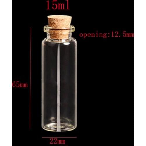15ml clear 50pcs wholesle corked glass bottle, 15g clear empty glass bottle with wooden cork,15ml wishing mini glass bottle