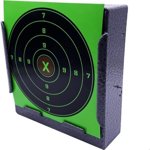Grey Square Steel Pellet Trap+20 Pcs of Color-Impact Paper Targets(Green)-5.50"*5.50"