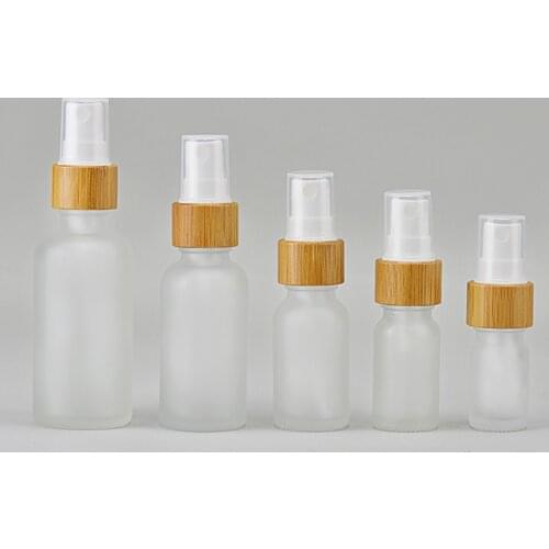 Fine Mist Atomizer Empty Glass Spray Bottle With Natural Bamboo Lid Pump Head,travel Perfume Liquid Cosmetic Containers