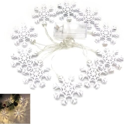 LED Battery Operated Christmas White Snowflakes Lamp String Christmas Theme Pendant Lighting for Holiday Home Decoration