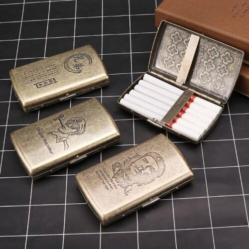 Vintage Metal Cigarette Case For 12 Pcs Regular Size Cigarettes Men Gift Tobacco Holder Pocket Box Storage
