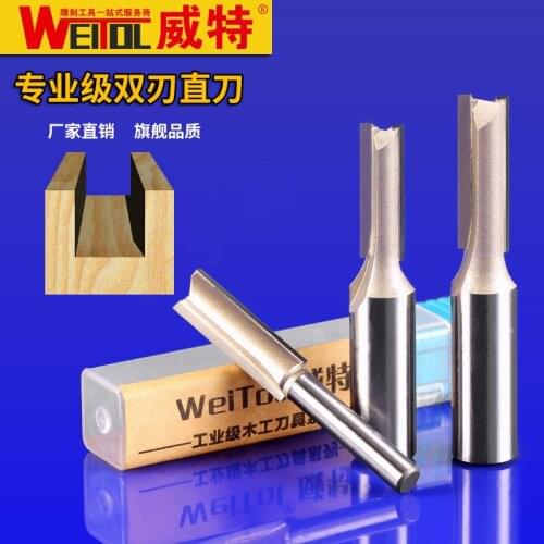 WeiTol 1pcs 1/2 or 1/4 inch two / double flutes straight bit carbide router bit CNC wood tools for wood CNC engraving machine
