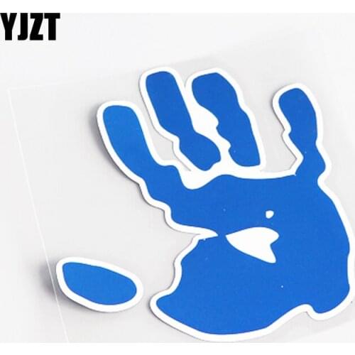 YJZT 9.7CM*11CM Blue Creative Hand Car Sticker Decal Decor PVC Decoration 13-0514