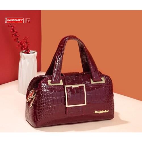 Crocodile Pattern Middle-Aged Womens Bag 2021 New Fashion Leather Handbag Shoulder Messenger Bag Large Capacity Trendy Bags