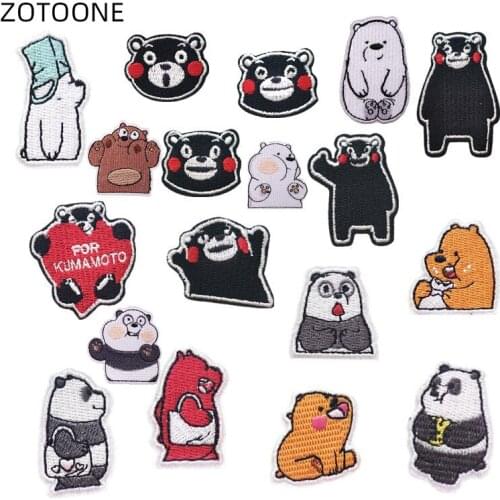 ZOTOONE Cute Bear Patch for Clothing Iron on Embroidered Sewing Applique Cute Sew on Fabric Badge DIY Apparel Accessories Gift H