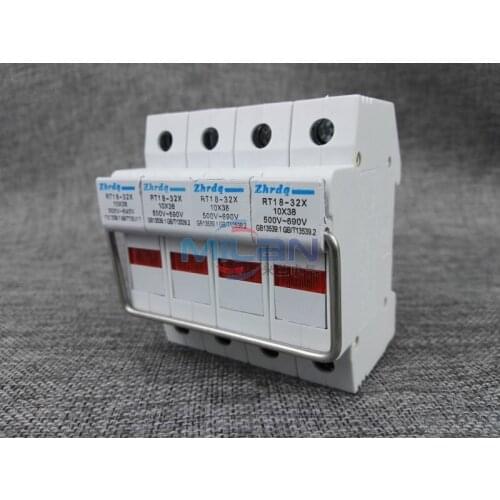 1pcs RT18-32X 4P safety base DIN Rail Mount Fuse Holder Base,cylinder cap fuse base insurance