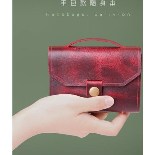 100% Genuine Cow Leather Cover Portable Notepad，cute Handbag Journal Notebook, High Quality Handmade Pocket Handacount Book