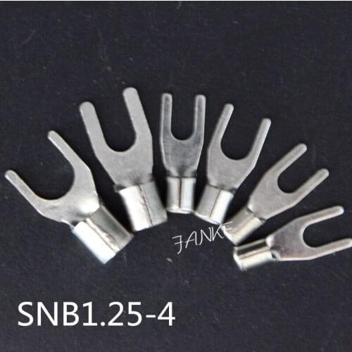 1000Pcs/pack SNB1.25-4 Furate/Fork Shape Crimp Brass Terminals Cable Lug AWG 22-16 Wire Connector Thickness 0.5mm Brass