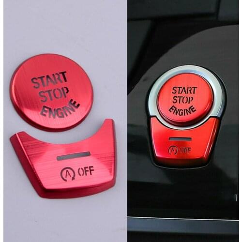 2Pcs Engine Start Stop & OFF Push Button Frame Cover Trim Car Red Fit For BMW 5 6 7 Series F10 F11 F06 F01 2012 2013 2014 2015