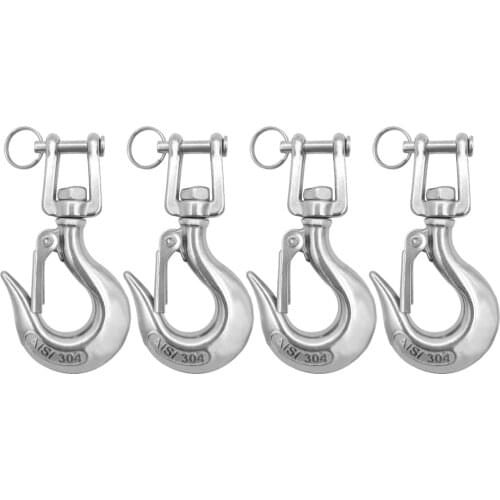 4Pcs 304 Stainless Steel Rotary Spring Snap Hooks Boat Anchor Rigging Clip