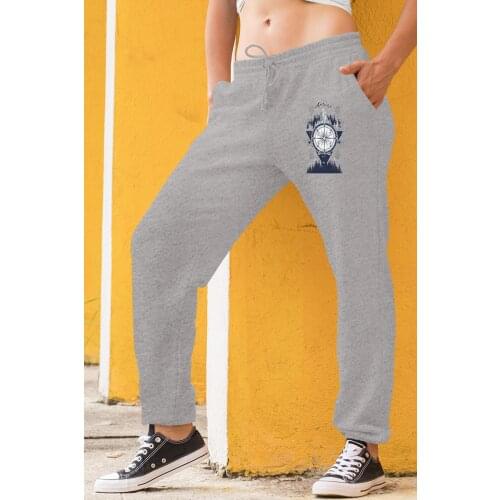 Angemiel Wear Cosmic Compass Mountain And Stars Gray Women Sweatpants