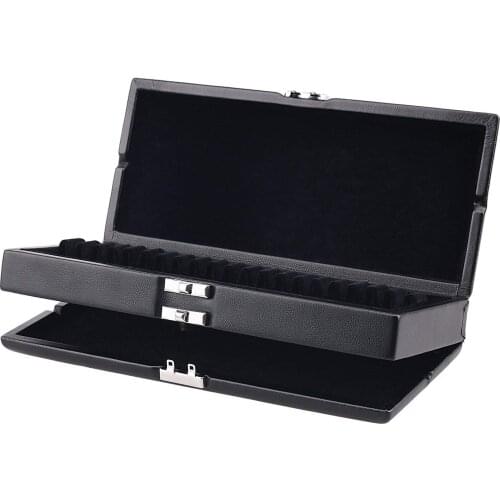 Oboe Reed Case Black PU Leather 2 Layers Reed Case for 40 Oboe Reeds Protect Against Moisture