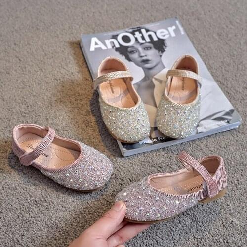 2021 1 2 3 5 8 10 11 Year Old Baby Leather Shoes For Girls Fashion Crystal Rhinestone Children Shoes Autumn Spring Big KidsShoe