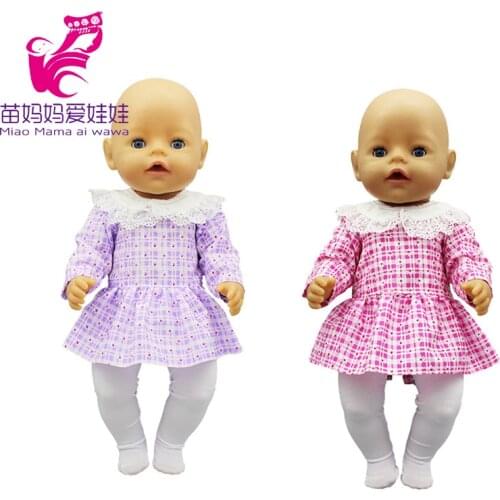 Baby Doll Clothes Lace Collar with Legging 18 Inch Girl Doll Blouse Shirt with Long Stocking Children Gift