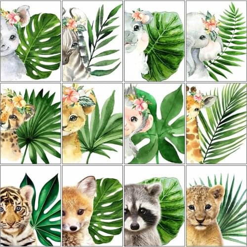 Evershine Full Square Round Diamond Painting Elephant Cross Stitch Diamond Embroidery Animal Mosaic Lion Rhinestones Art