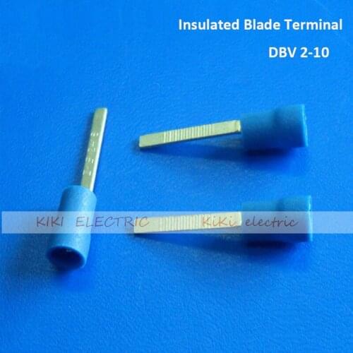 DBV2-10 Insulated Blade Terminal / cold terminal for 1.5-2.5mm2 cable 1000pcs/bag Electric Wire Connectors Ends