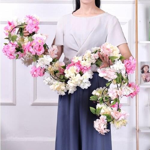 170cm Fake Cherry Blossom vine artificial Sakura Garland flowers Rattan Branch Party Home Wedding Background Wall Decoration