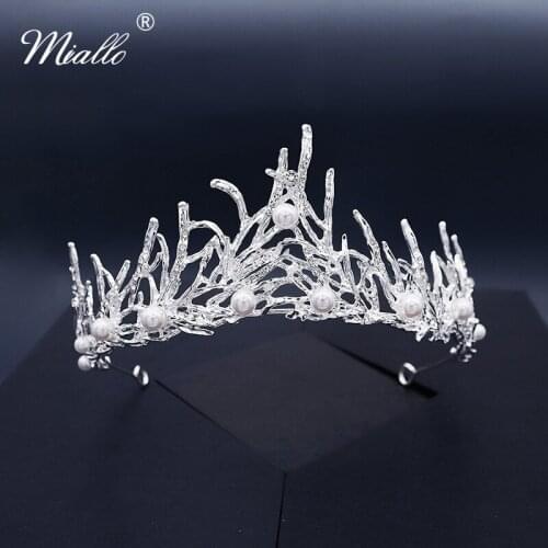 Miallo Bridal Wedding Accessories Rhinestone Hair Crown for Women Hair Jewelry Silver Color Tiaras and Crowns Headpiece Gifts