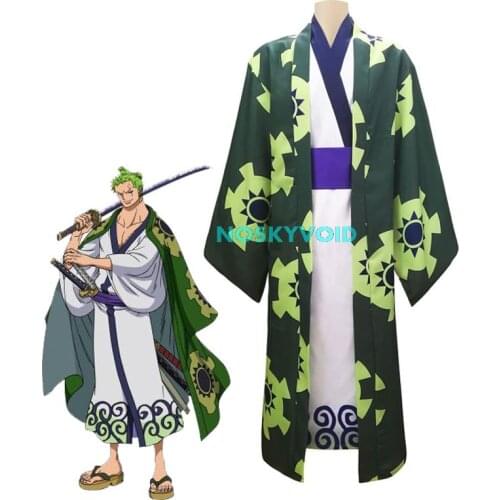 One Piece Roronoa Zoro Cosplay Costumes Kazunokuni Kimono Zoro Kimono Suit Man Japanese Style Yukata Halloween Carnival Costume