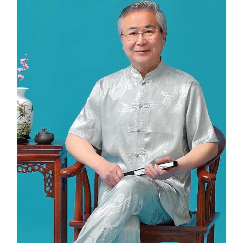 Summer Chinese Style Tang Suit Traditional Clothing Cotton Linen Short Sleeve Tai Chi Uniform Retro Men Cheongsam Shirt Pants