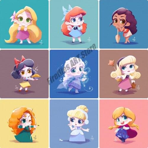 DIY 5D Diamond Painting Disney Cartoon Princess Collection Series Cross Stitch Kits Embroidery Mosaic Home Decor Childrens Gift