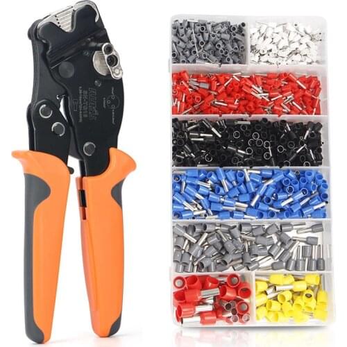 Crimper Tool Kit Crimp Ferrule Including Insulated Wire Terminals Self Adjusting Crimping Plier Set Tool 0.25-16mm²