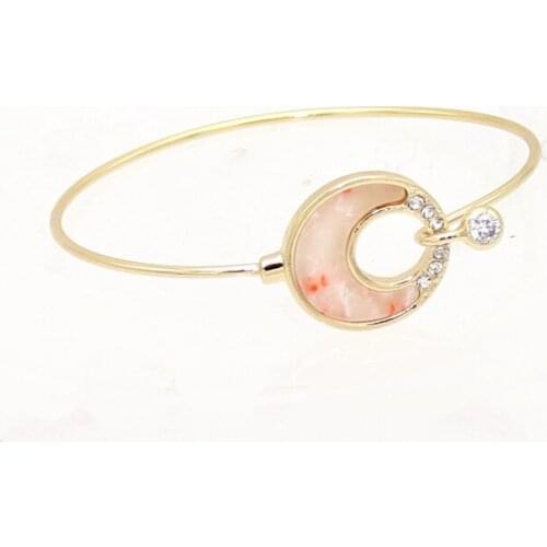 2018 New crystal jewelry simple copper stone crescent moon cuff bracelets & bangles for women