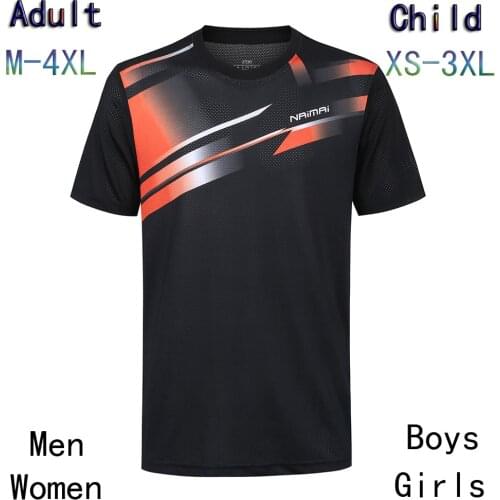 New Badminton shirt Men/Women/Children,Running Sport t-shirt,Table Tennis Jersey ,Tennis Sportwear Shirt RED XS-4XL AB5061
