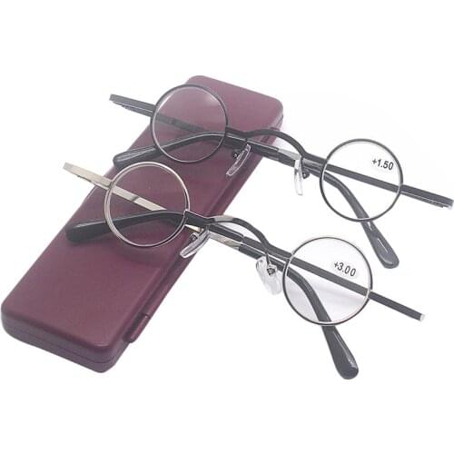 Female Vintage Round Mini Reading Glasses Small Plastic Eyewear Frame Women Men Presbyopic +1.0 +1.5 +2.0 +2.5 +3.0 +3.5