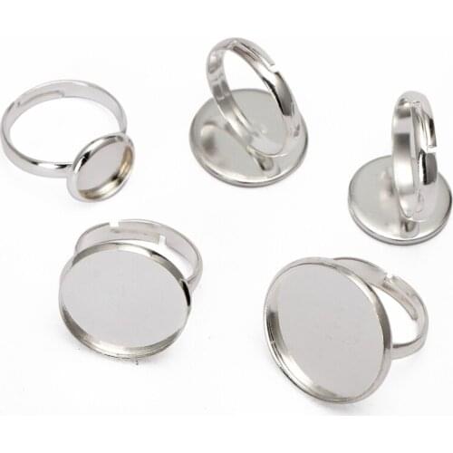 BASEHOME 10pcs/lot 10-20mm Ring Settings Cabochon Base Bezel Tray Blank for Cabochon Cameo DIY Fashion Rings