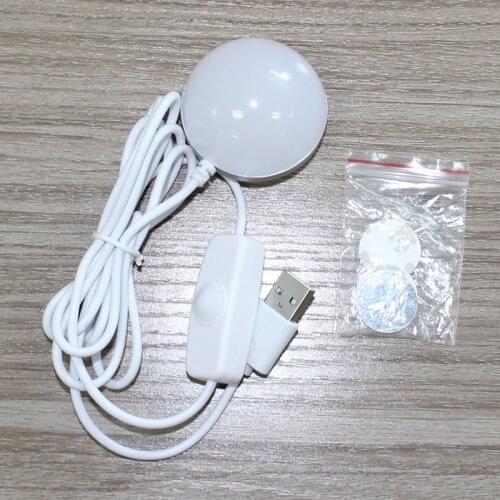 1Pcs Portable USB Powered LED Night Light Desk Book Reading Ceiling Lamp for Camping Emergency Bulb Torch With Switch ON / OFF