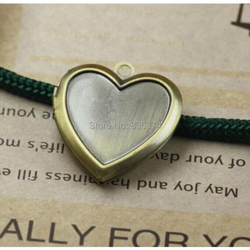 Wholesale Antique Bronze 22mm Heart-Shaped Charm & Pendant PHOTO LOCKET Frame Findings Settings for Necklace Jewelry Making