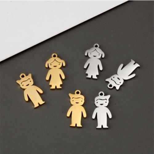 30pcs/Lot High Quality Boy And Girl Stainless Steel Charms Pendants DIY Making Necklace Bracelet Wholesale