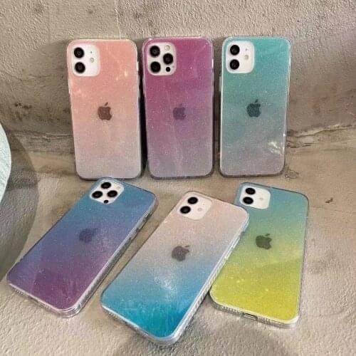 For iPhone 11 12 Pro X XR XS Luxury Glitter Bling Transparent Soft Silicone Clear Cover For iPhone 7 6 8 Plus Case Max Coque