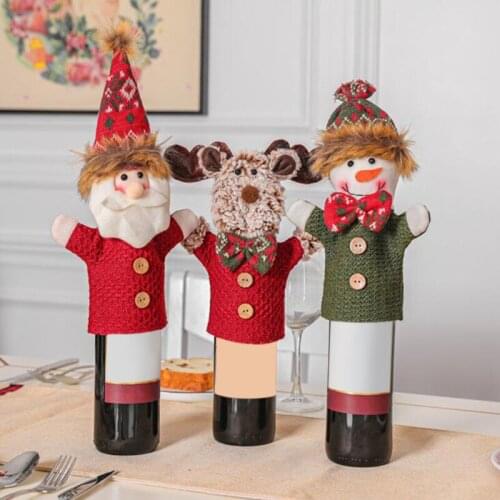 Christmas Decorations For Home Santa Claus Wine Bottle Apron Stocking Christmas Decoration Navidad 2020 Xmas Ornaments New Year